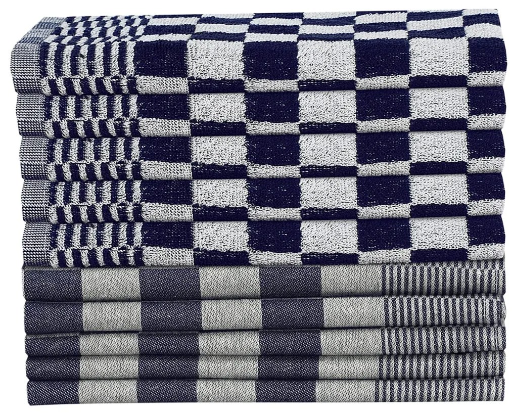 Conjunto de panos de cozinha 50 pcs algodão azul e branco