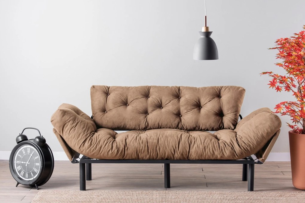 Sofá-Cama 3 Lugares Nitta – Castanho Claro – 185 x 85 x 70 cm