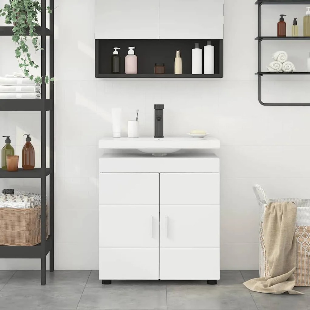 vidaXL Gabinete para lavatório de banheiro Branco 60 x 34 x 63 cm