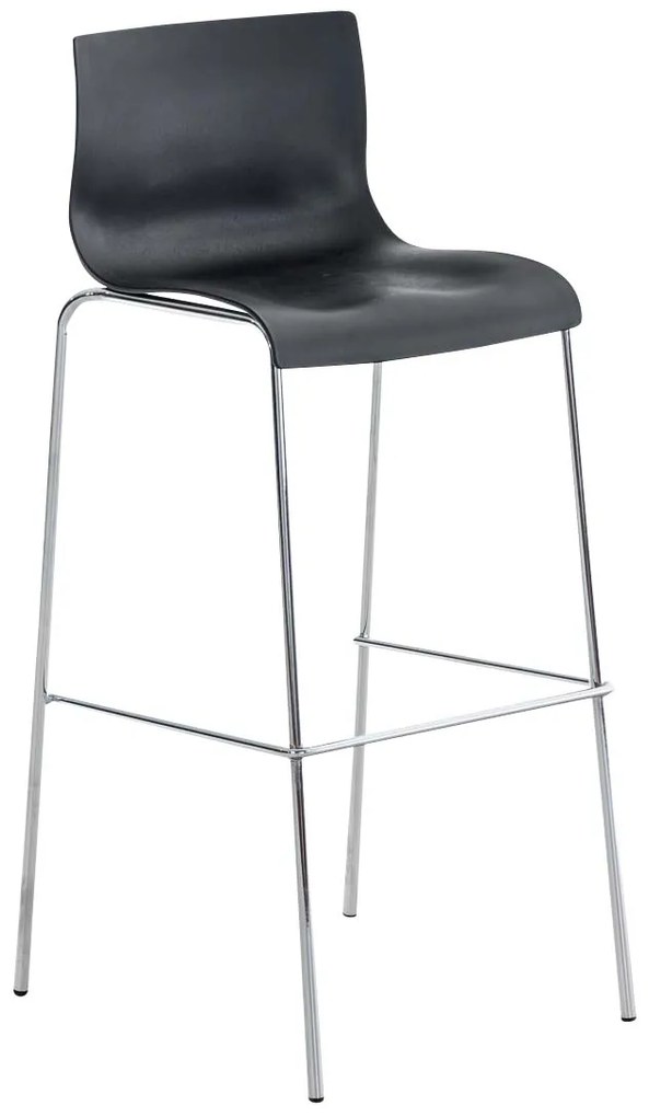 Conjunto de 2 bancos de bar Hoover em plástico e com estrutura cromada 43 x 100 x 48 cm Preto