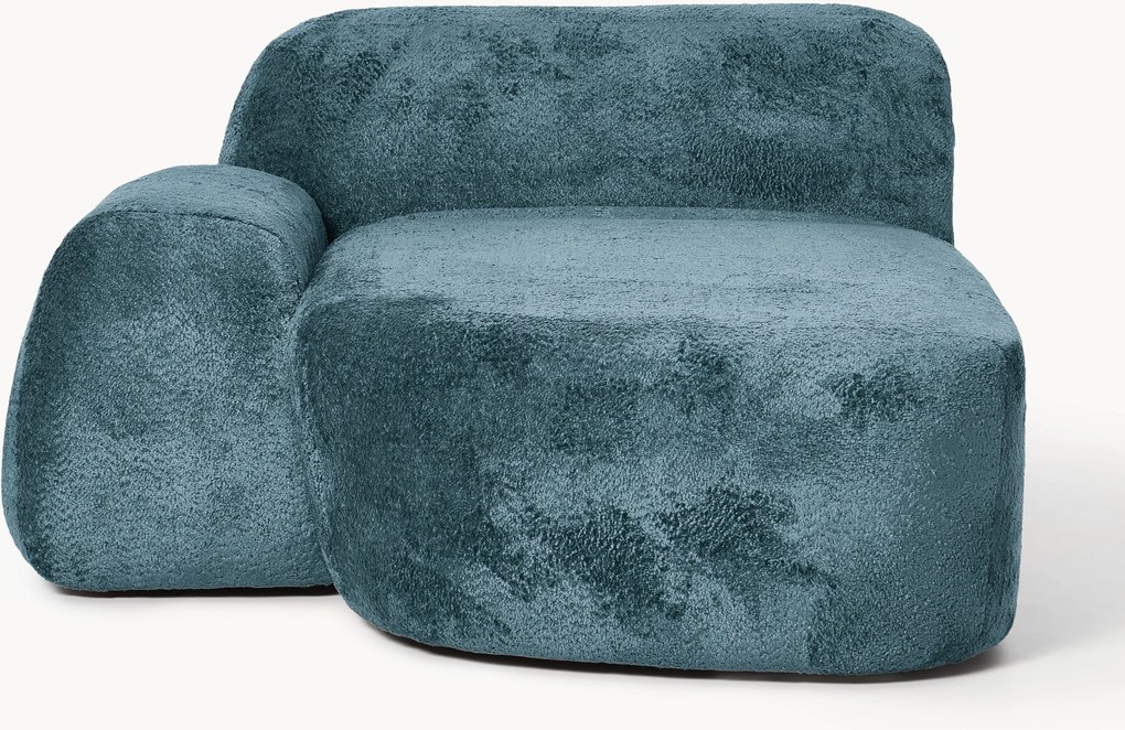 Módulo de canto com chaise longue em teddy-bouclé Wolke