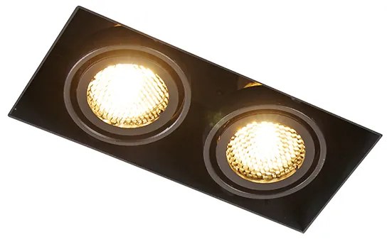 Foco embutido preto inclinável e rotativo Trimless 2-luzes - Oneon Honey Moderno