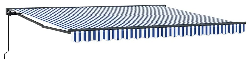 Toldo Retrátil Manual Azul e Branco 400x300 cm