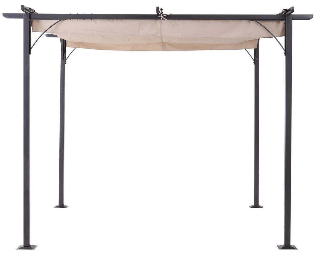 Gazebo  com telhado retrátil Pergola para jardim com terraço ou pátio Gazebo com Tecido de Poliéster Resistente à Água e UV 3x3m