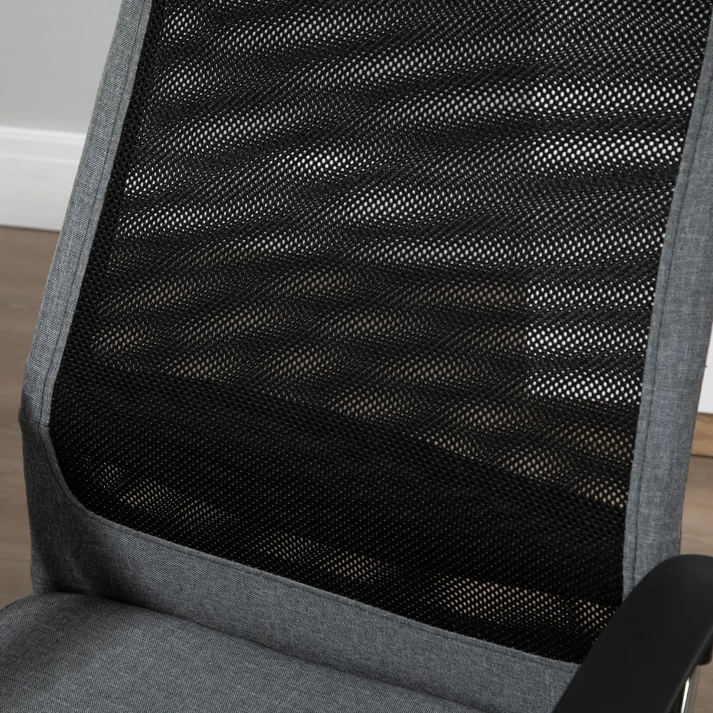 Vinsetto Cadeira de escritório ergonômica giratória e basculante com altura de assento ajustável 62x62x118-128 cm Cinza