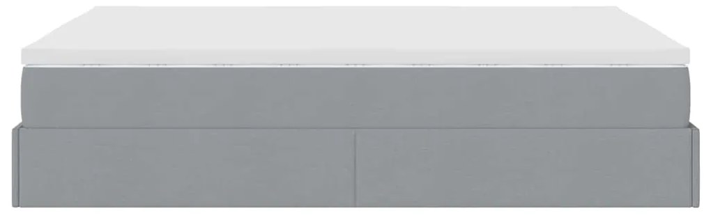 Estrutura cama otomana colchão 140x200cm tecido cinzento claro