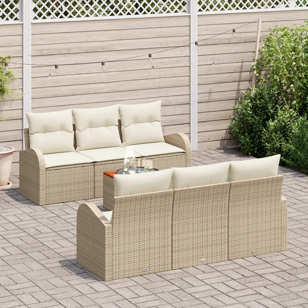 Conjunto de Sofás de Jardim vidaXL 7 Peças com Almofadas de Rattan Sin