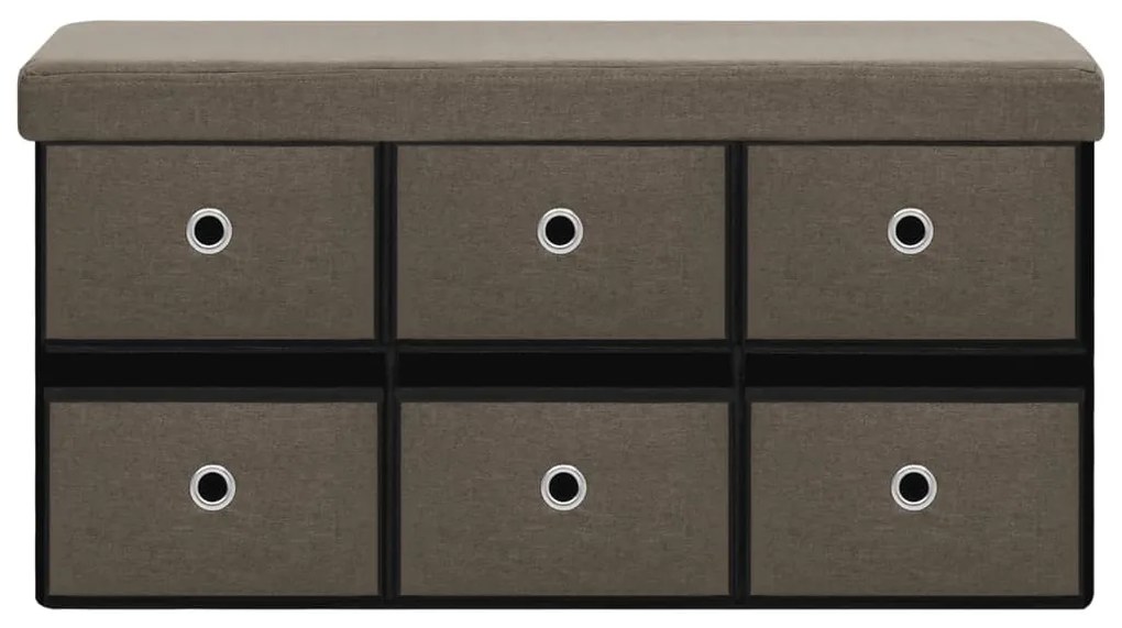 Banco de arrumação dobrável 76x38x38 cm linho falso castanho