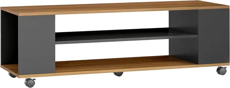 Móvel para TV com Rodas Armário para TV Flutuante com 2 Portas e 2 Prateleiras 120x40x38,5 cm Preto e cor Nogueira