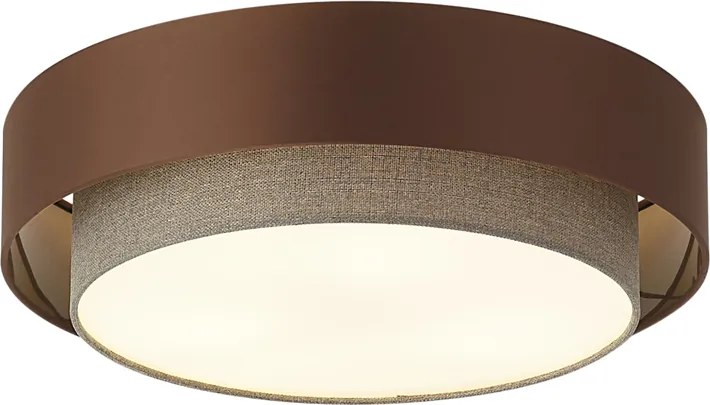 Plafon moderno bronze escuro com taupe 50cm 3-luzes - Drum Duo