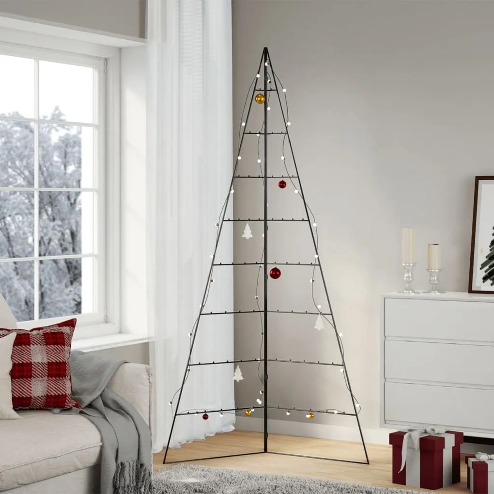 vidaXL Árvore de Natal para decoração 210 cm metal preto