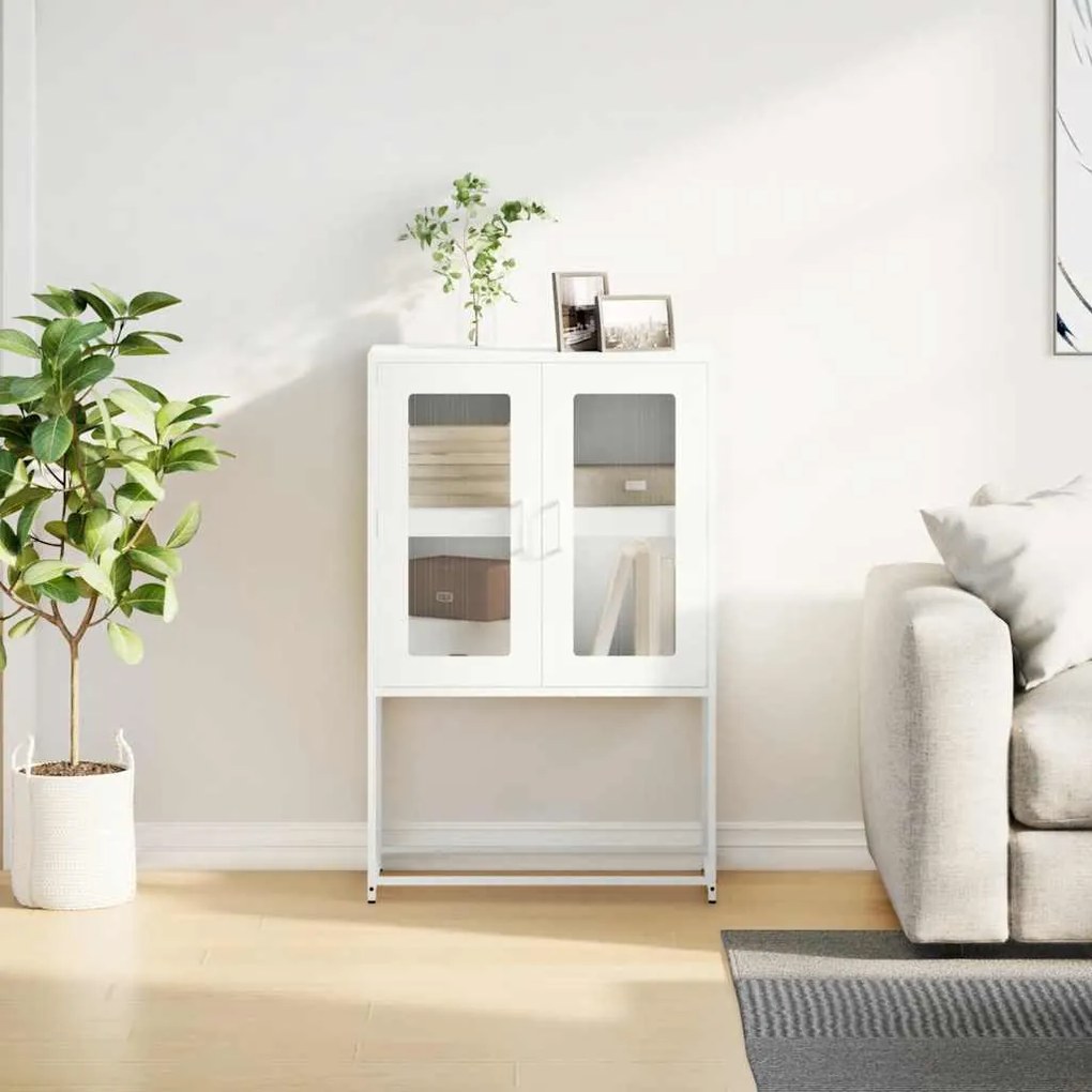 Aparador alto 68x39x107 cm aço branco