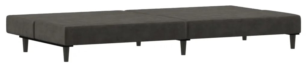 Sofá-cama de 2 lugares veludo cinzento-escuro