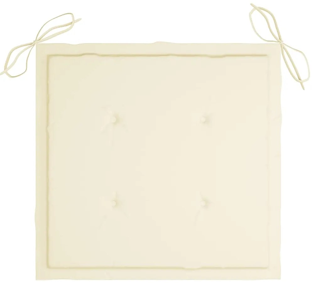 Cadeiras de jardim c/ almofadões creme 8 pcs teca maciça