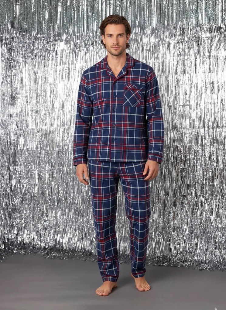 Pijama de Natal em flanela cápsula família, para homem bordeaux