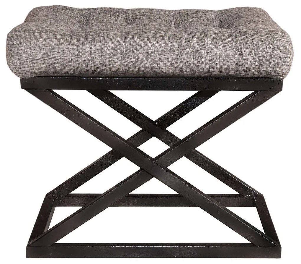 Pouffe Capraz – Preto e Cinzento – 50x42x40 cm
