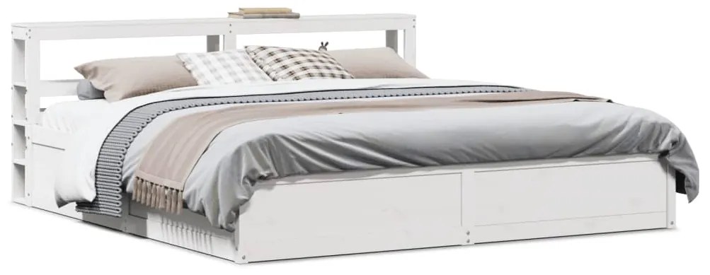 Estrutura de cama com cabeceira 180x200cm pinho maciço branco