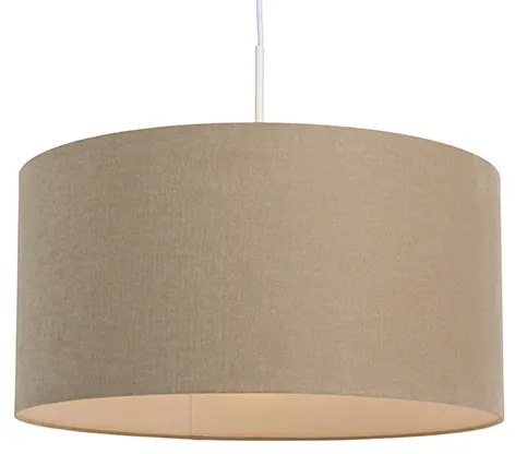 Candeeiro de suspensão rústico branco com cúpula castanho claro 50cm - Combi Moderno