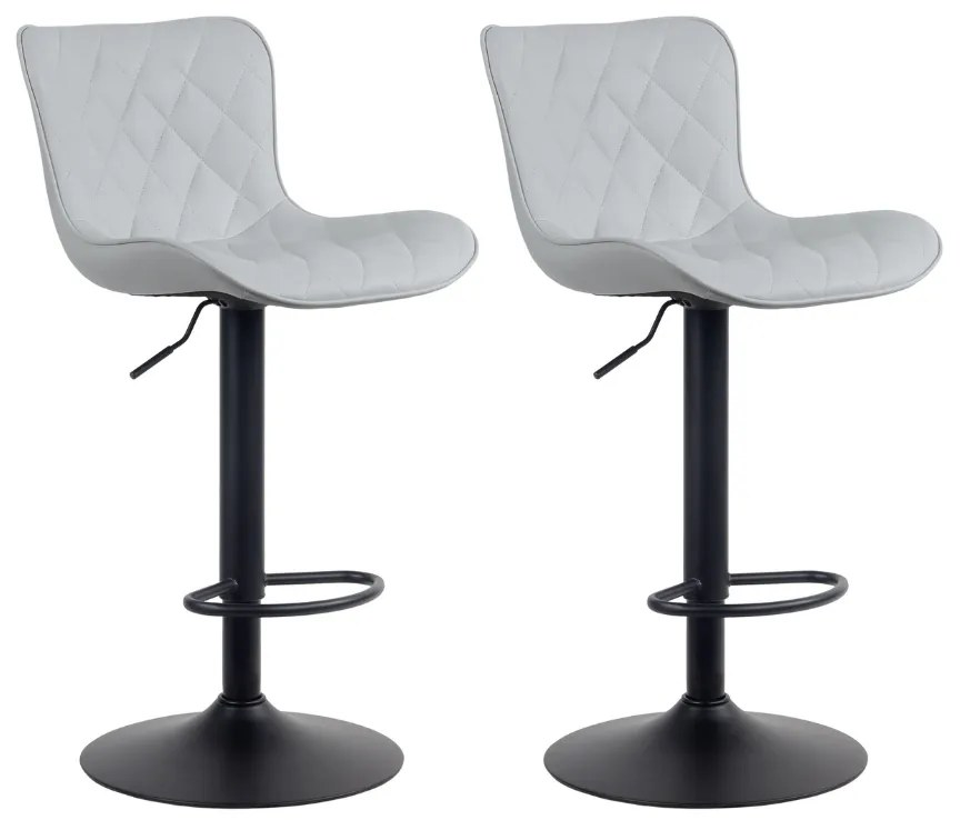 Conjunto de 2 bancos de bar Emma em couro sintético 48 x 83-107 x 54 cm Cinzento