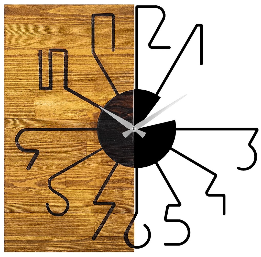 Relógio de Parede Decorativo Mas-029 – Nogueira e Preto – 58 x 3 x 58