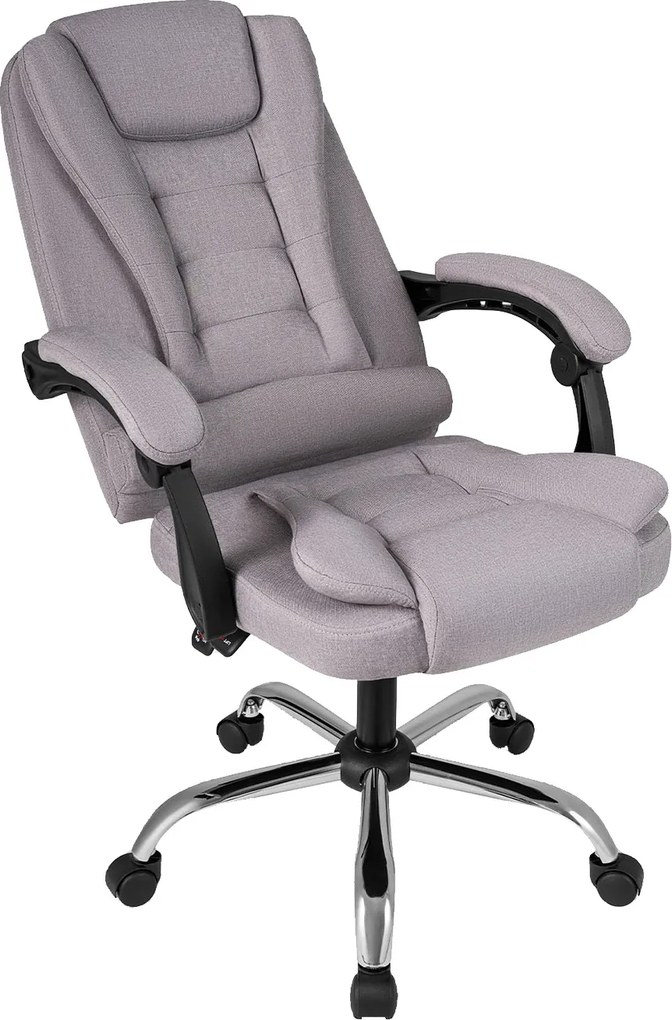 Cadeira de Escritório Ergonómica, 66 x 59-98 x 108-118 cm, Reclinável de 90° a 135°, Cinzento
