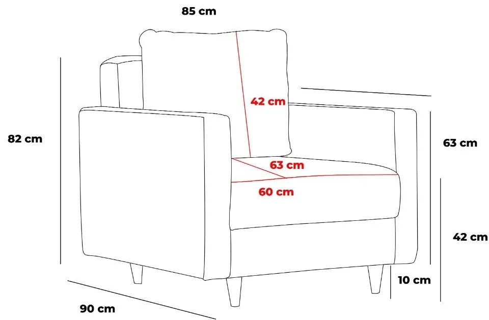 Sofá de 1 Lugar Eva – Antracite – 85x82x90 cm