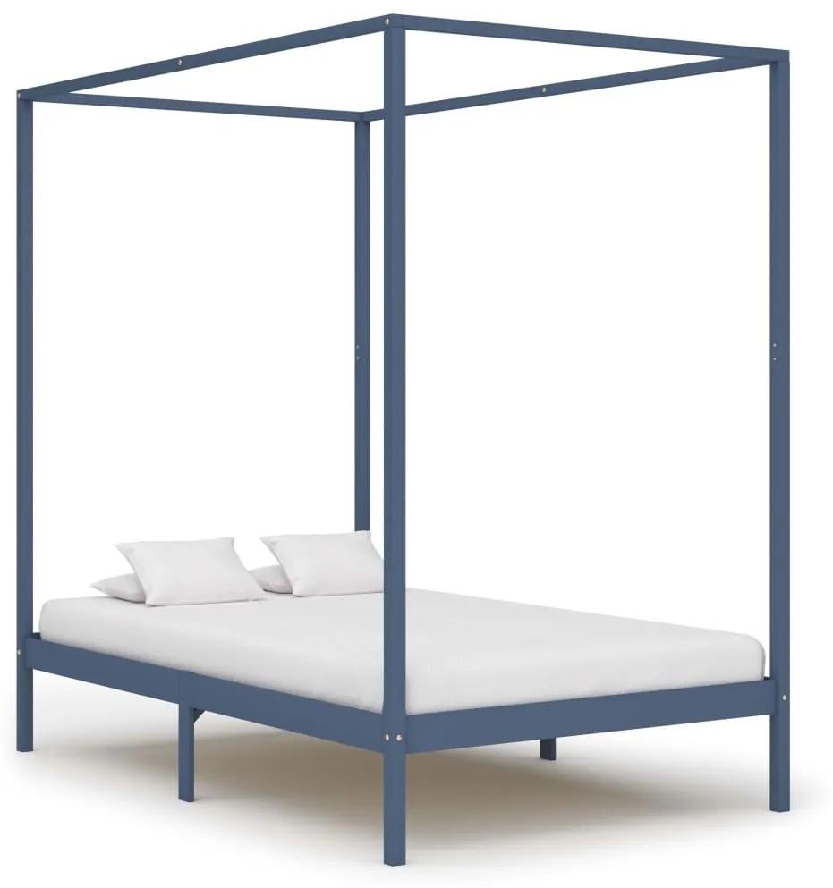 Estrutura de cama com toldo 120x200 cm pinho maciço cinzento