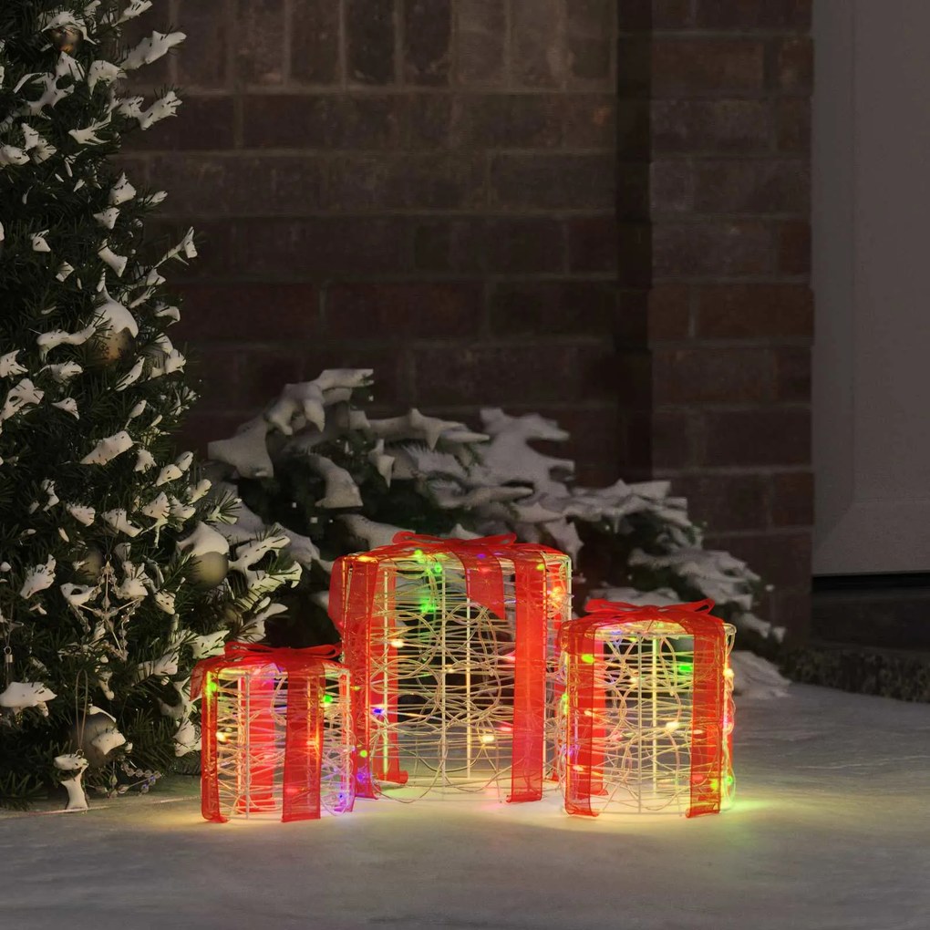 vidaXL Decoração Caixa de Presente 3 pcs colorido 20 x 20 x 21 cm