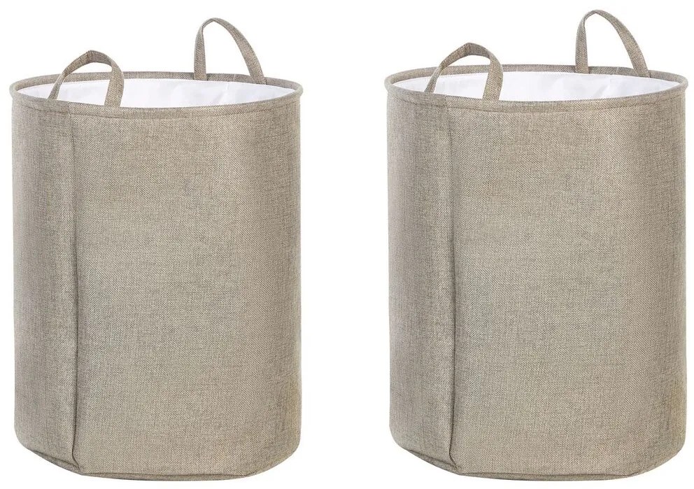 Conjunto de 2 cestos em tecido de poliéster branco e creme SAMTI Beliani