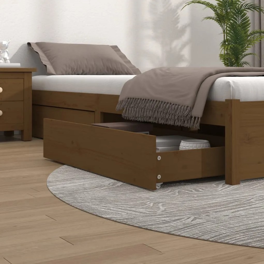 814997 vidaXL Gavetas de cama 4 pcs madeira de pinho maciça castanho mel