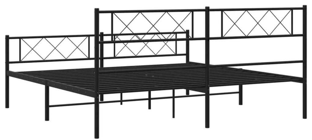 Estrutura de cama com cabeceira e pés 200x200 cm metal preto