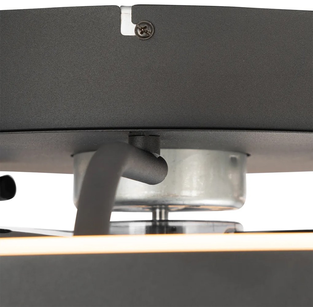 Ventilador de teto preto 50cm incl. LED regulável com controle remoto - Maddy