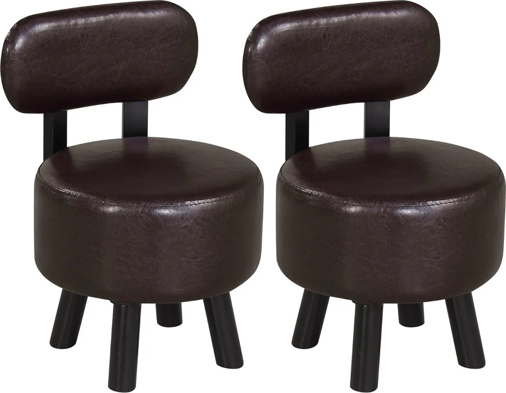 Conjunto de 2 pufes com encosto em madeira de borracha e espuma espessa, com capacidade para 150 kg, 32,5 x 35 x 51 cm, para sala de estar ou hall de