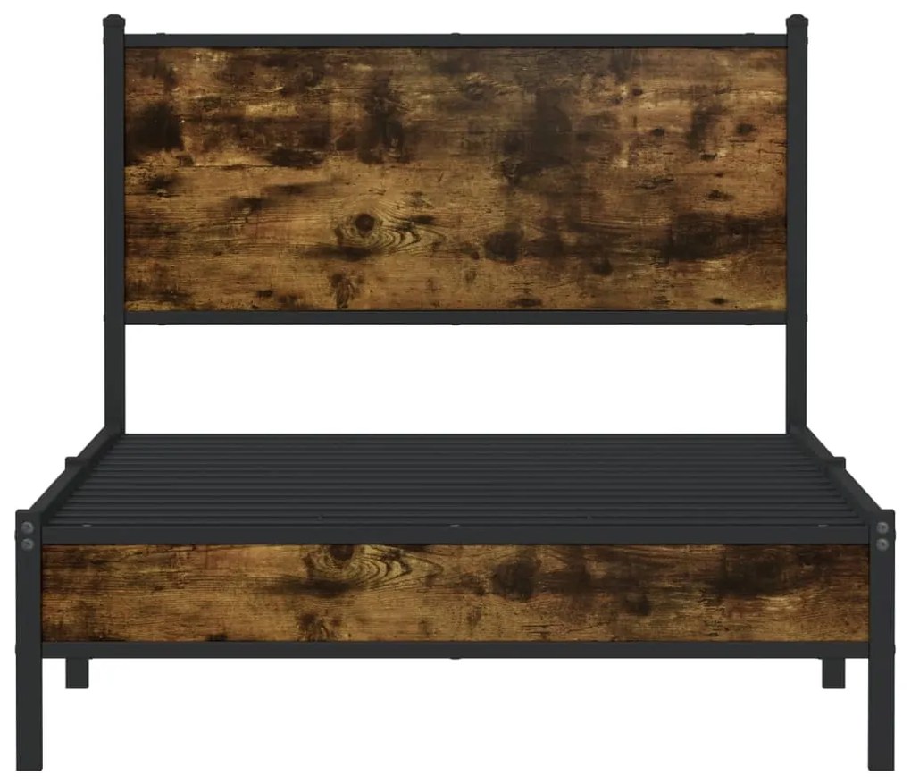 Estrutura de cama sem colchão 100x200 cm metal carvalho fumado