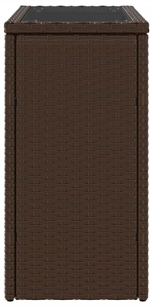 Mesa de apoio jardim tampo vidro 58x27,5x55 cm vime PE castanho