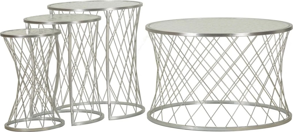 CONJUNTO 4 MESAS NOAH PRATA Ø 70X45-47X54,5-36x50-28x45 CM