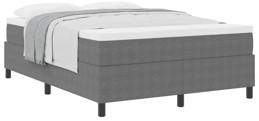 Camas Box Spring com colchão cinza claro, 140x200 cm, tecido de veludo