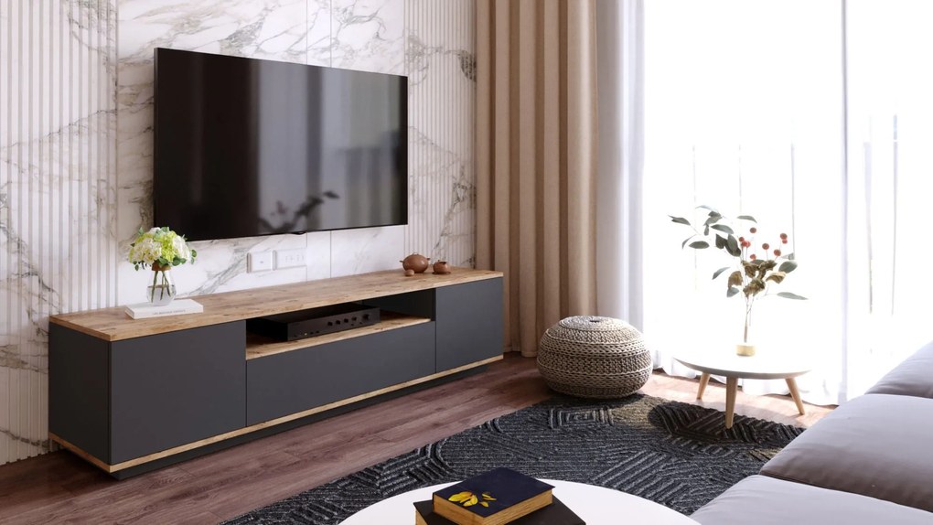 **** Móvel TV FR7 – Pinho Atlântico Antracite – 180x44,6x44,5 cm

**