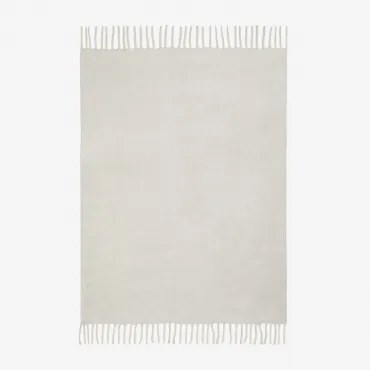 Manta 150x130 Cm Com Franjas Dorota Branco - Sklum