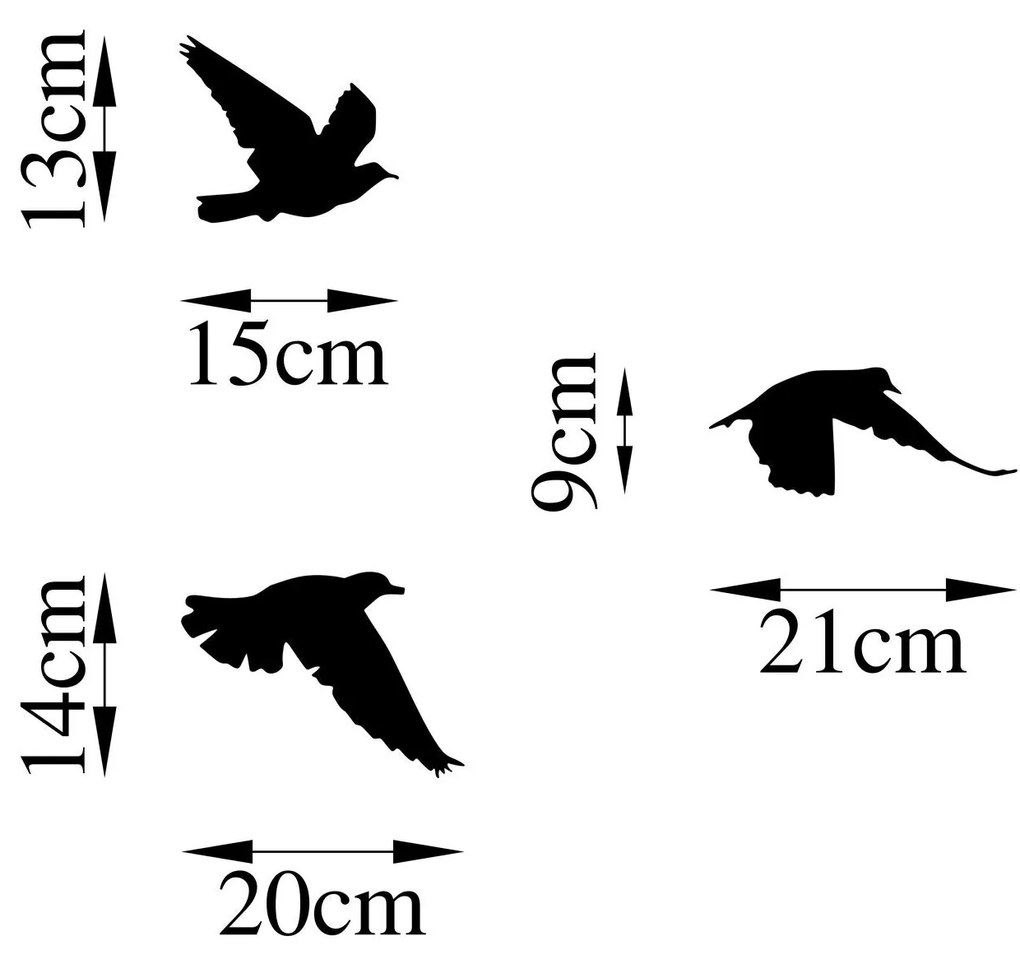 Acessório Decorativo de Parede Metal – Birds – Preto – 13 x 15 cm, 9 x