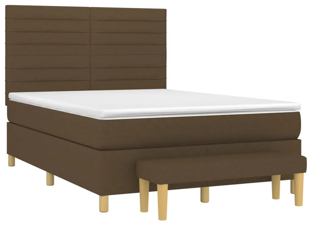 Cama com molas/colchão 140x190 cm tecido castanho-escuro
