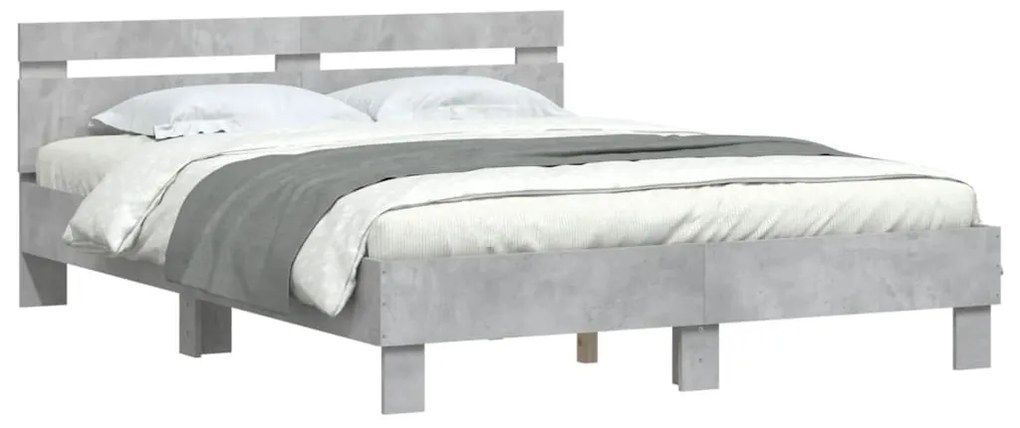 Estrutura de cama c/ cabeceira derivados madeira cinza-cimento