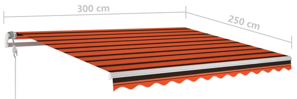 Toldo retrátil manual com postes 3x2,5 m laranja e castanho