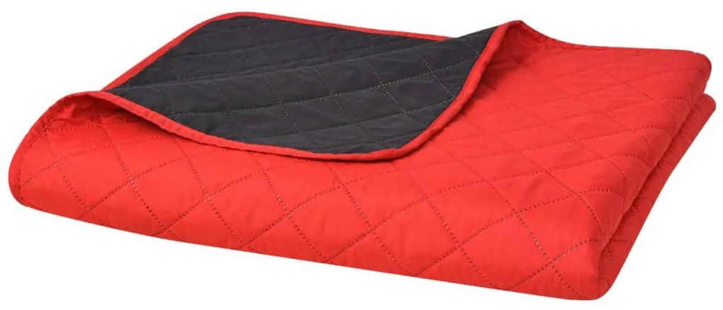 vidaXL Colcha dupla face acolchoada 230x260 cm vermelho e preto