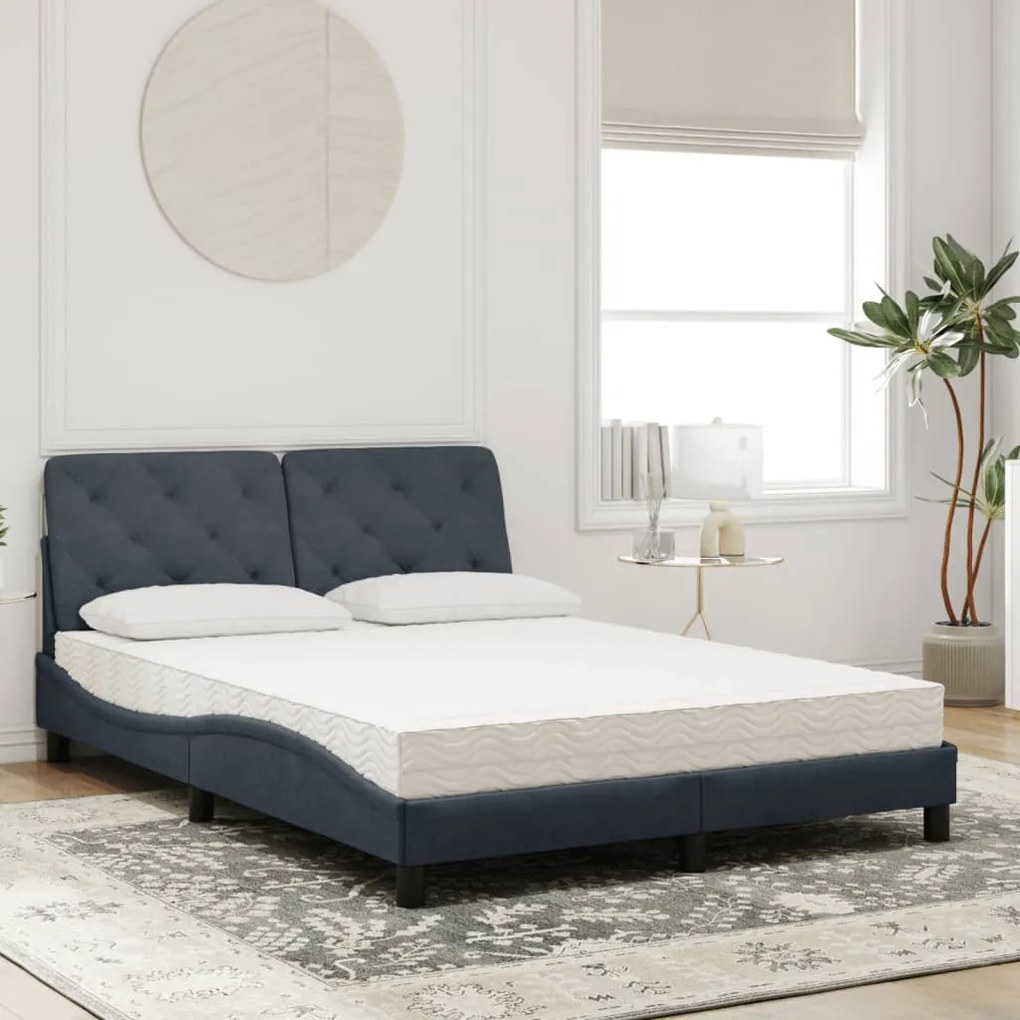 Cama com colchão 140x190 cm veludo cinzento-escuro