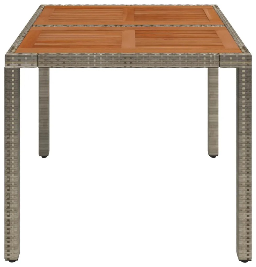 Mesa de jardim com tampo de madeira 90x90x75 cm vime PE cinza