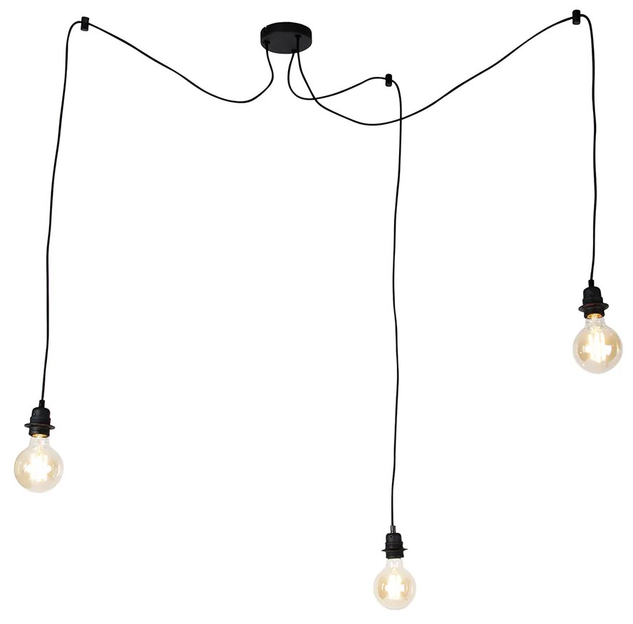 Candeeiro suspenso inteligente preto 3 luzes incluindo WiFi G95 - Cava