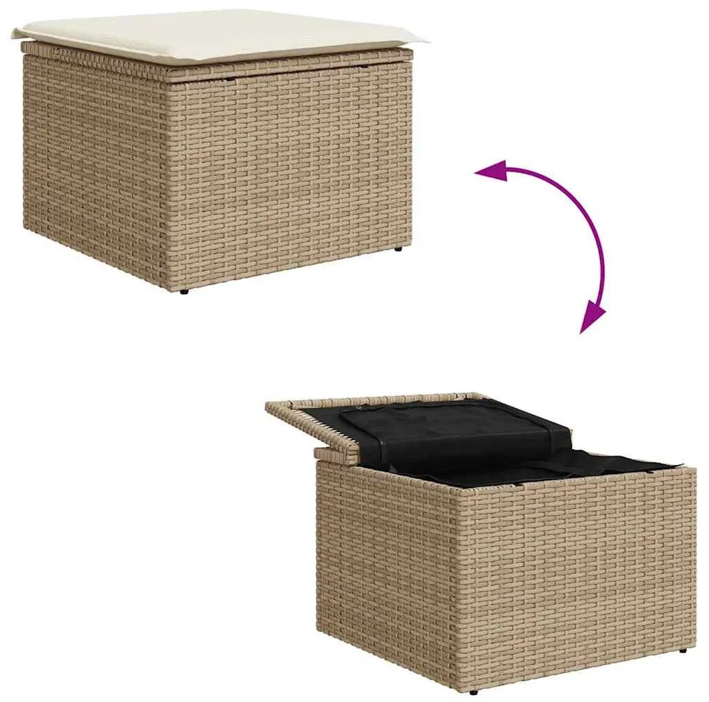 Conjunto de Sofá de Jardim com 8 Peças e Almofadas em Palha Rústica Be