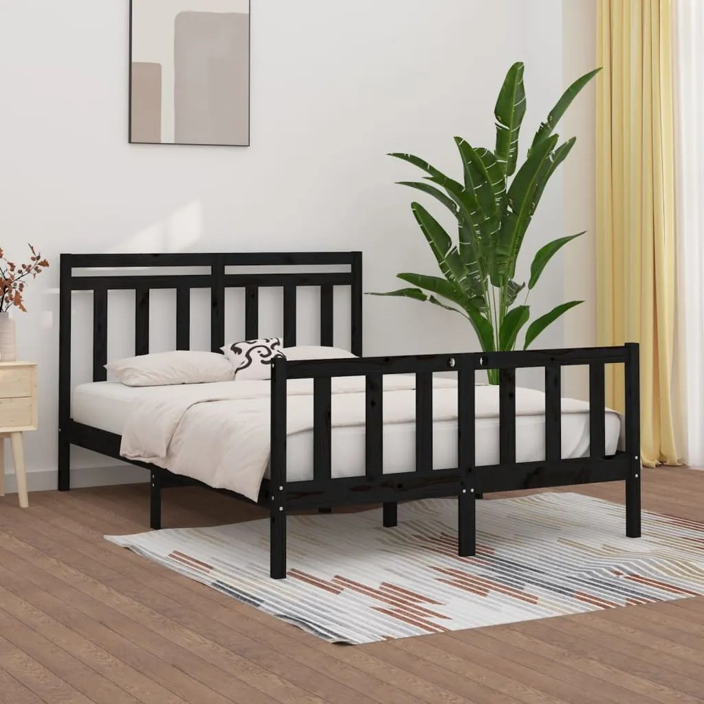 vidaXL Estrutura de cama 120x200 cm madeira de pinho maciça preto