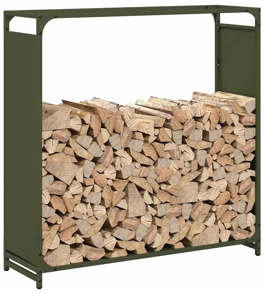 Suporte para lenha aço laminado a frio verde azeitona